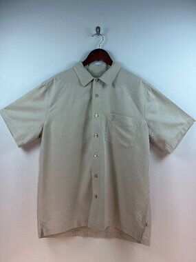 Solitude Men's Khaki Short Sleeve Button Down Shirt Size M